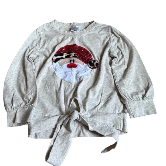 Sequins Santa Animal Print Tie Top Holiday Matching Set Holiday Outfit - Picture 2 of 7